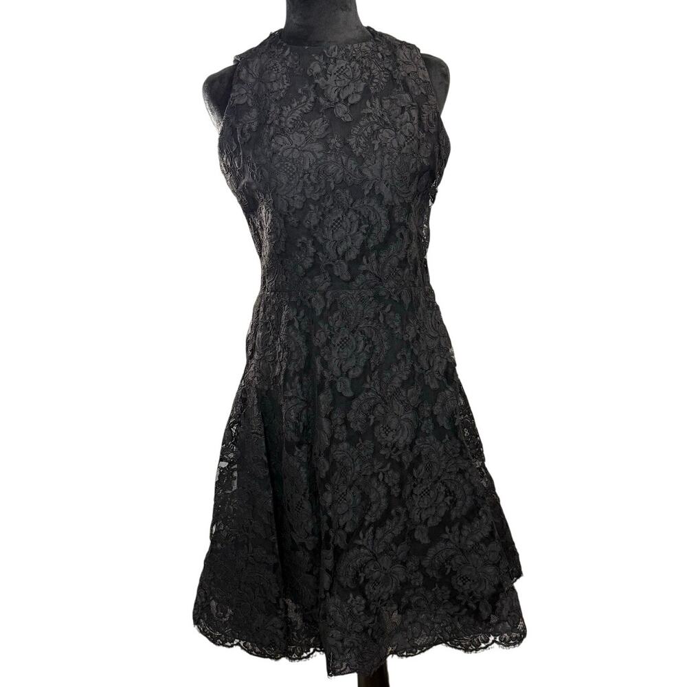 Vintage 90s Geoffrey Beene Women's Small Black Lace Cocktail Dress